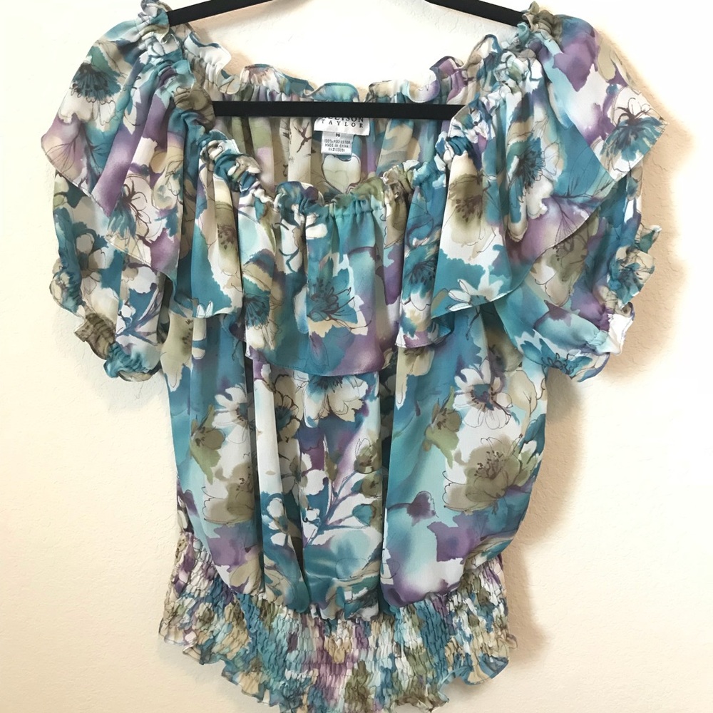 Allison Taylor floral off the shoulder top